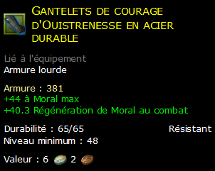 Gantelets de courage d'Ouistrenesse en acier durable