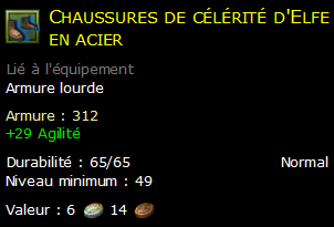 Chaussures de célérité d'Elfe en acier