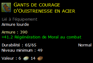 Gants de courage d'Ouistrenesse en acier