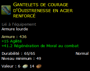 Gantelets de courage d'Ouistrenesse en acier renforcé