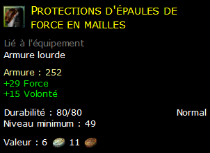 Protections d'épaules de force en mailles