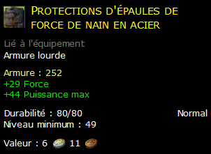 Protections d'épaules de force de nain en acier