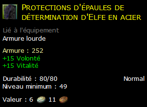 Protections d'épaules de détermination d'Elfe en acier