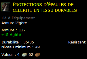 Protections d'épaules de célérité en tissu durables