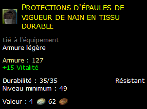 Protections d'épaules de vigueur de nain en tissu durable