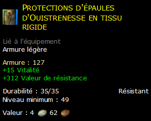 Protections d'épaules d'Ouistrenesse en tissu rigide