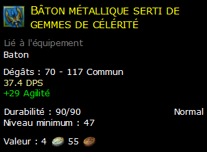 Bâton métallique serti de gemmes de célérité