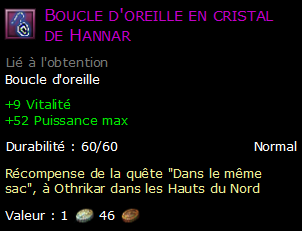 Boucle d'oreille en cristal de Hannar