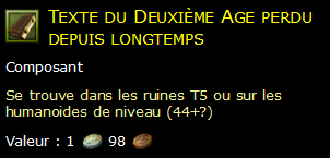 Texte du Deuxième Age perdu depuis longtemps