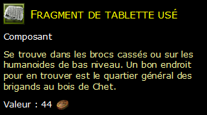 Fragment de tablette usé