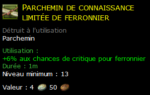 Parchemin de connaissance limitée de ferronnier