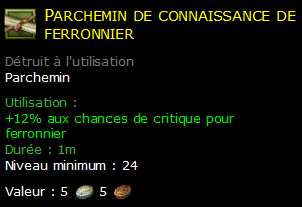 Parchemin de connaissance de ferronnier