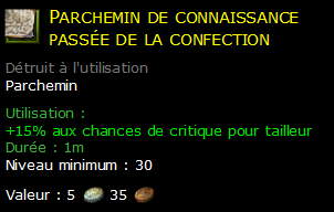 Parchemin de connaissance passée de la confection