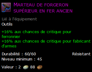 Marteau de forgeron supérieur en fer ancien