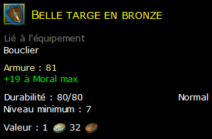 Belle targe en bronze