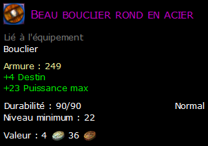 Beau bouclier rond en acier