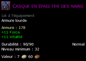 Casque en épais fer des nains