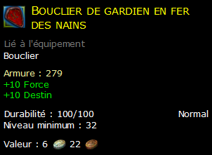 Bouclier de gardien en fer des nains