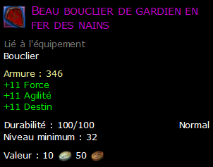 Beau bouclier de gardien en fer des nains