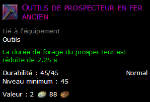 Outils de prospecteur en fer ancien