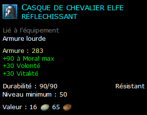 Casque de chevalier elfe réflechissant