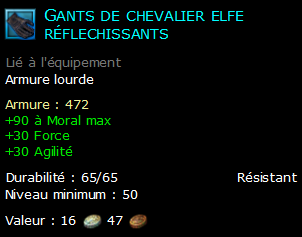 Gants de chevalier elfe réflechissants