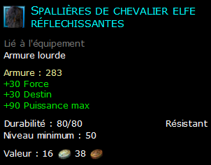 Spallières de chevalier elfe réflechissantes