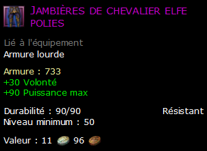 Jambières de chevalier elfe polies