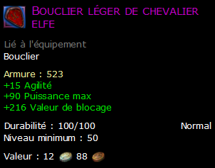 Bouclier léger de chevalier elfe