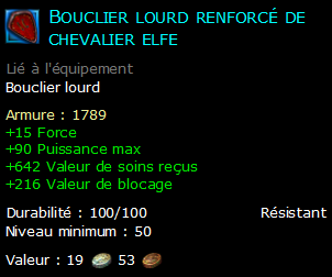 Bouclier lourd renforcé de chevalier elfe