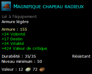 Magnifique chapeau radieux