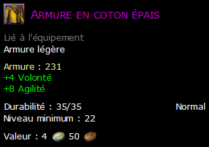 Armure en coton épais