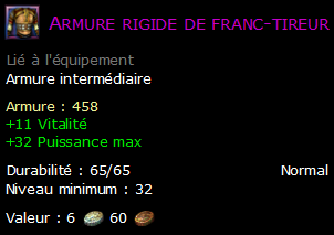 Armure rigide de franc-tireur