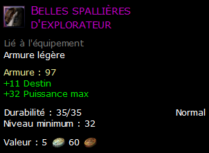 Belles spallières d'explorateur