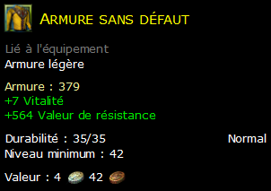 Armure sans défaut