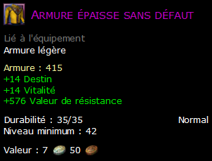 Armure épaisse sans défaut