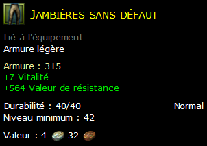 Jambières sans défaut