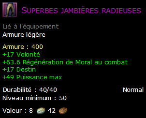 Superbes jambières radieuses