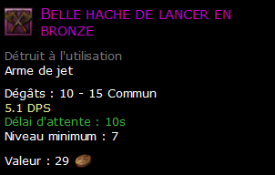 Belle hache de lancer en bronze