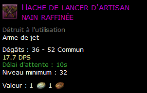 Hache de lancer d'artisan nain raffinée