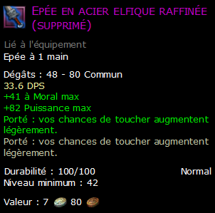 Epée en acier elfique raffinée (supprimé)