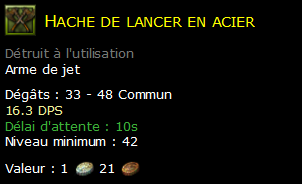 Hache de lancer en acier