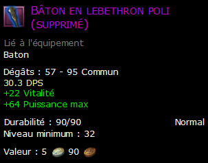 Bâton en lebethron poli (supprimé)