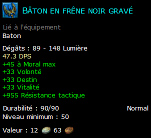 Bâton en frêne noir gravé