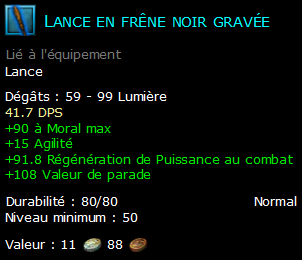 Lance en frêne noir gravée