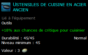 Ustensiles de cuisine en acier ancien