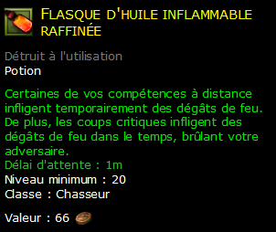 Flasque d'huile inflammable raffinée