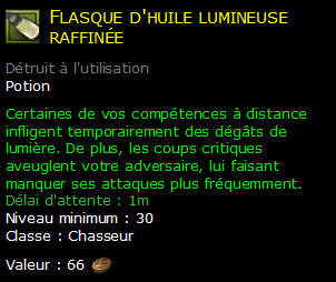 Flasque d'huile lumineuse raffinée