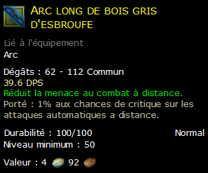 Arc long de bois gris d'esbroufe