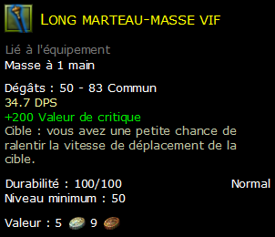 Long marteau-masse vif